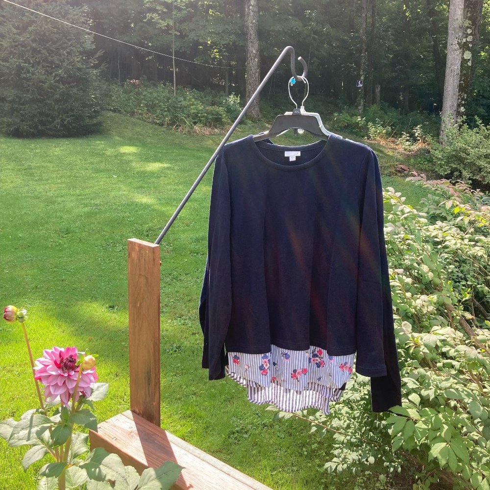 TWO J.Jill Navy blue sweaters with hemline detailing L and L tall